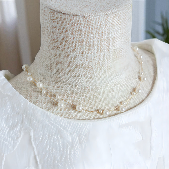 新作　シンプル　18K　高品質　上品　繊細　チェーン　大小　パール　お洒落　316L　サージカルステンレス　ネックレス 11枚目の画像