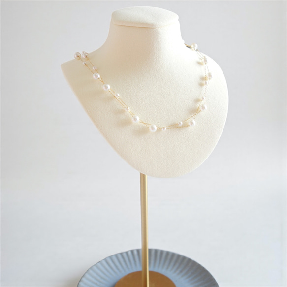 新作　シンプル　18K　高品質　上品　繊細　チェーン　大小　パール　お洒落　316L　サージカルステンレス　ネックレス 5枚目の画像