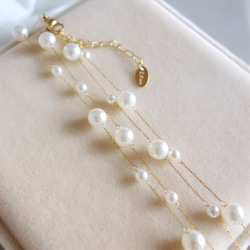 新作　シンプル　18K　高品質　上品　繊細　チェーン　大小　パール　お洒落　316L　サージカルステンレス　ネックレス 9枚目の画像