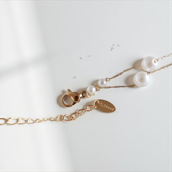 新作　シンプル　18K　高品質　上品　繊細　チェーン　大小　パール　お洒落　316L　サージカルステンレス　ネックレス 4枚目の画像