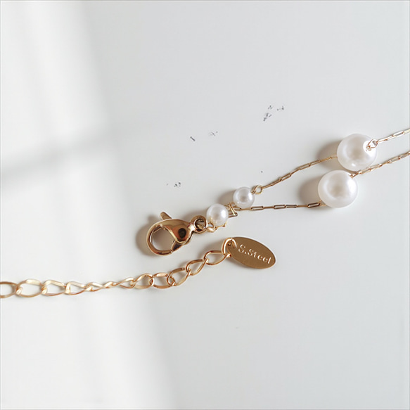 新作　シンプル　18K　高品質　上品　繊細　チェーン　大小　パール　お洒落　316L　サージカルステンレス　ネックレス 4枚目の画像