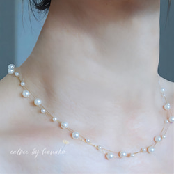 新作　シンプル　18K　高品質　上品　繊細　チェーン　大小　パール　お洒落　316L　サージカルステンレス　ネックレス 1枚目の画像