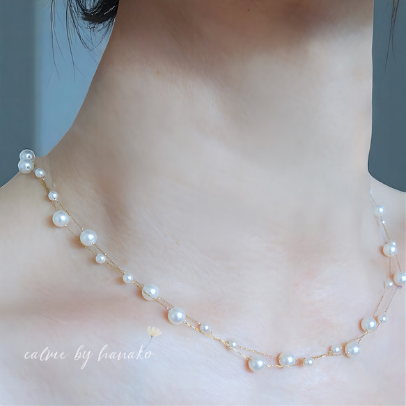 新作　シンプル　18K　高品質　上品　繊細　チェーン　大小　パール　お洒落　316L　サージカルステンレス　ネックレス 1枚目の画像