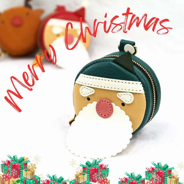 早割クリスマス2025 グリーンサンタクロース 緑 丸型ポーチ チャーム ゴルフボールケース 期間限定 サンタさん