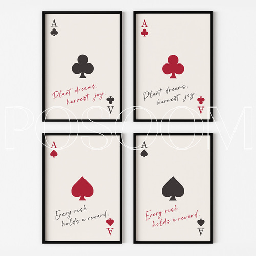 トランプカードポスター クラブのエース クローバー （レッド