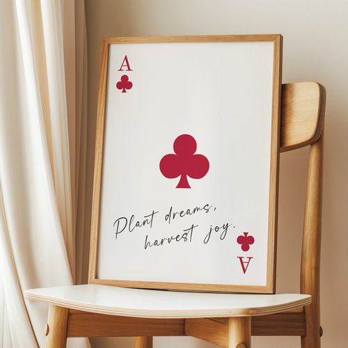 トランプカードポスター クラブのエース クローバー （レッド