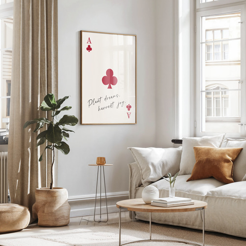 トランプカードポスター クラブのエース クローバー （レッド