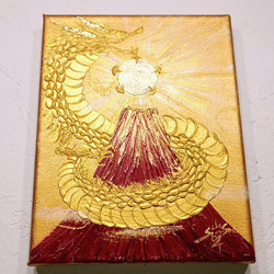 風水吉祥絵画 日本画 紅白梅と富士山〜夫婦鶴〜 油彩 風水画