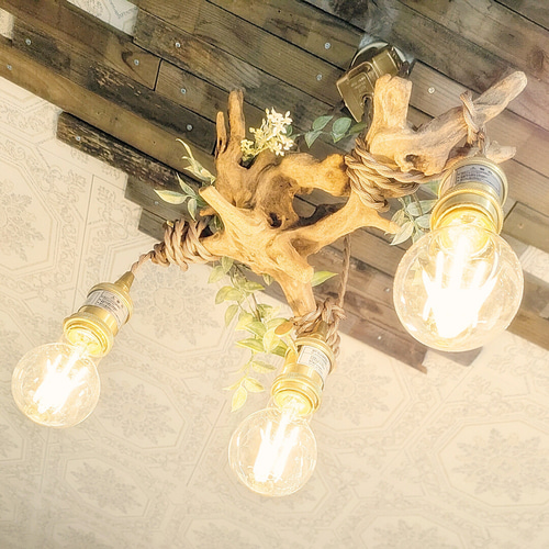 限定1台！ 根流木のペンダントライト3灯 RUNE LED電球付属 ｜天井照明