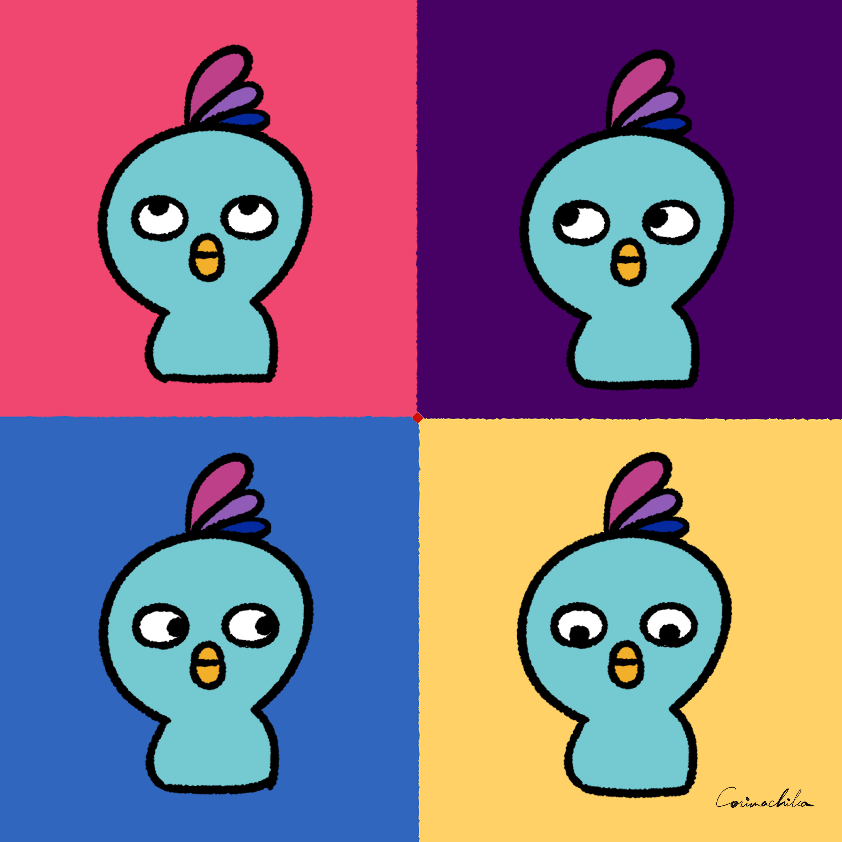 考えごと（額装イラスト 300×300サイズ）