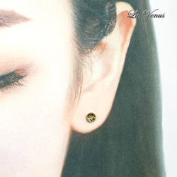 ✴︎つけっぱなしOK✴︎ ブラックトルマリンクォーツ ベゼルピアス 一粒 4mm 316 4月 10月誕生石 両耳用 12枚目の画像