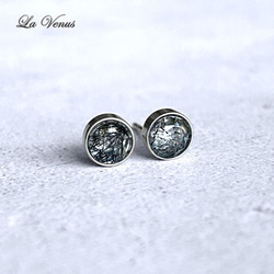 ✴︎つけっぱなしOK✴︎ ブラックトルマリンクォーツ ベゼルピアス 一粒 4mm 316 4月 10月誕生石 両耳用 5枚目の画像