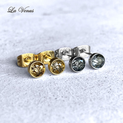 ✴︎つけっぱなしOK✴︎ ブラックトルマリンクォーツ ベゼルピアス 一粒 4mm 316 4月 10月誕生石 両耳用 8枚目の画像