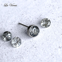 ✴︎つけっぱなしOK✴︎ ブラックトルマリンクォーツ ベゼルピアス 一粒 4mm 316 4月 10月誕生石 両耳用 7枚目の画像