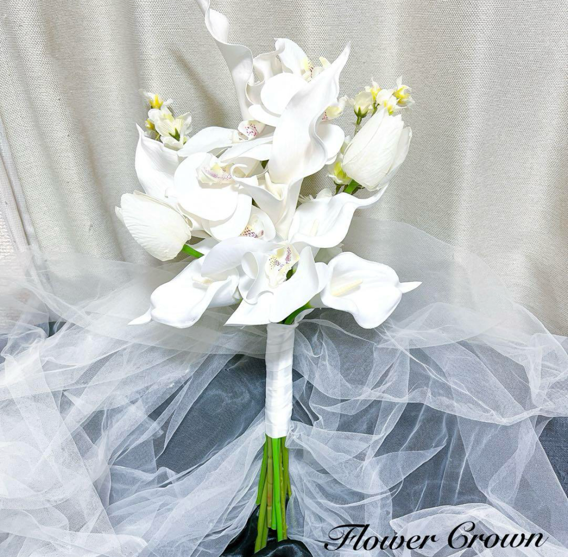 クラッチブーケ ウエディングブーケ アーティフィシャルフラワーブーケ アームブーケ 胡蝶蘭 前撮り ブライダル 造花