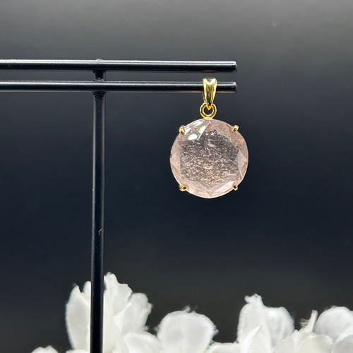 レア！ パープルリビアングラス 両面 六芒星カット シルバー925（18K