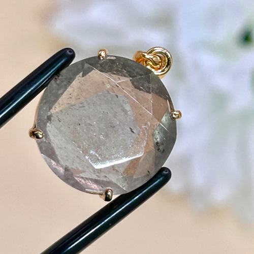 レア！ パープルリビアングラス 両面 六芒星カット シルバー925（18K