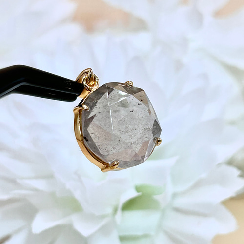 レア！ パープルリビアングラス 両面 六芒星カット シルバー925（18K