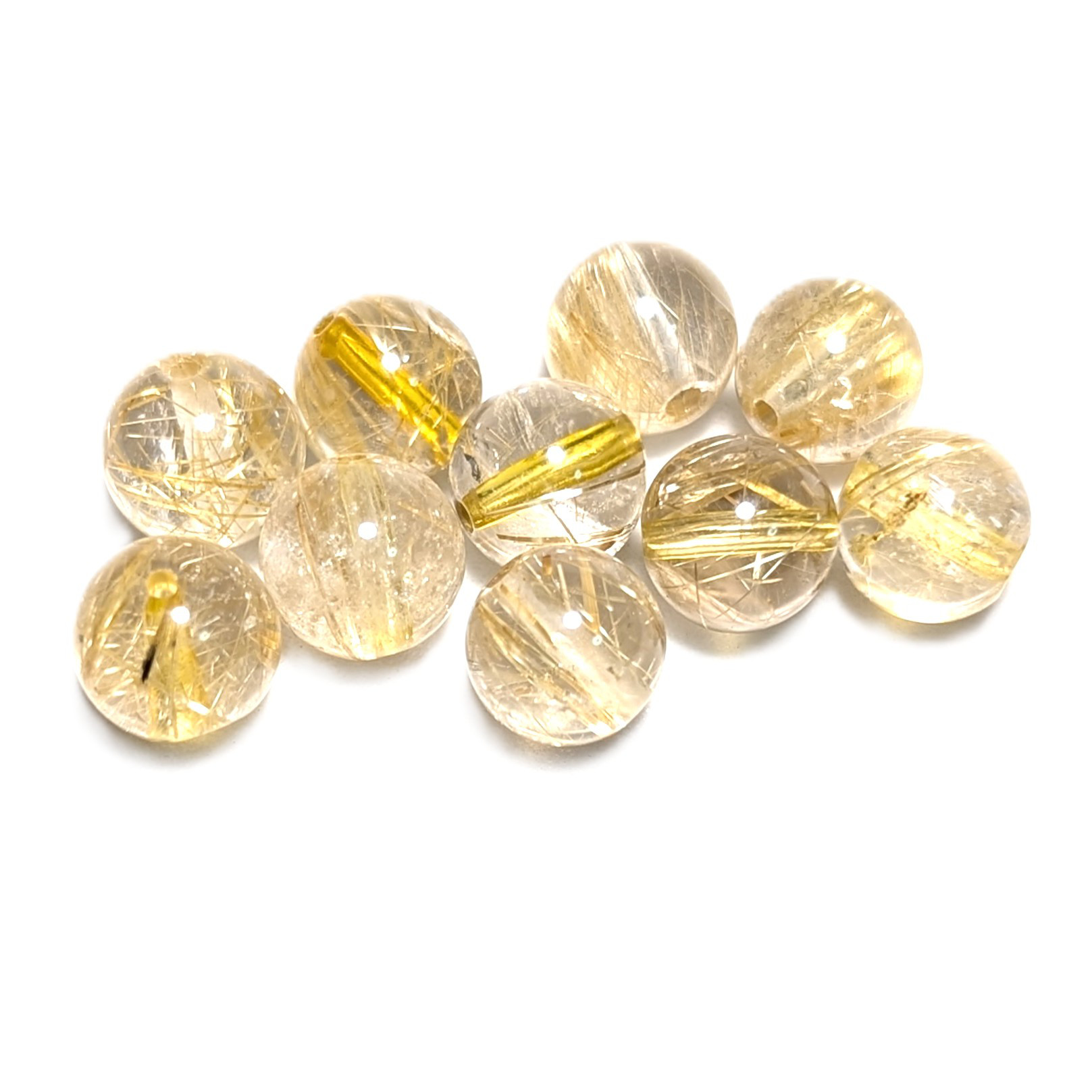 透き通るクォーツ ゴールド タイチンルチル 7mm 1粒売り 金針水晶 金銭運 お守り ギフト お年玉 プレゼント