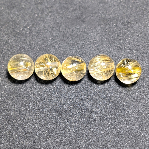 透き通るクォーツ ゴールド タイチンルチル 7mm 1粒売り 金針水晶 金銭 