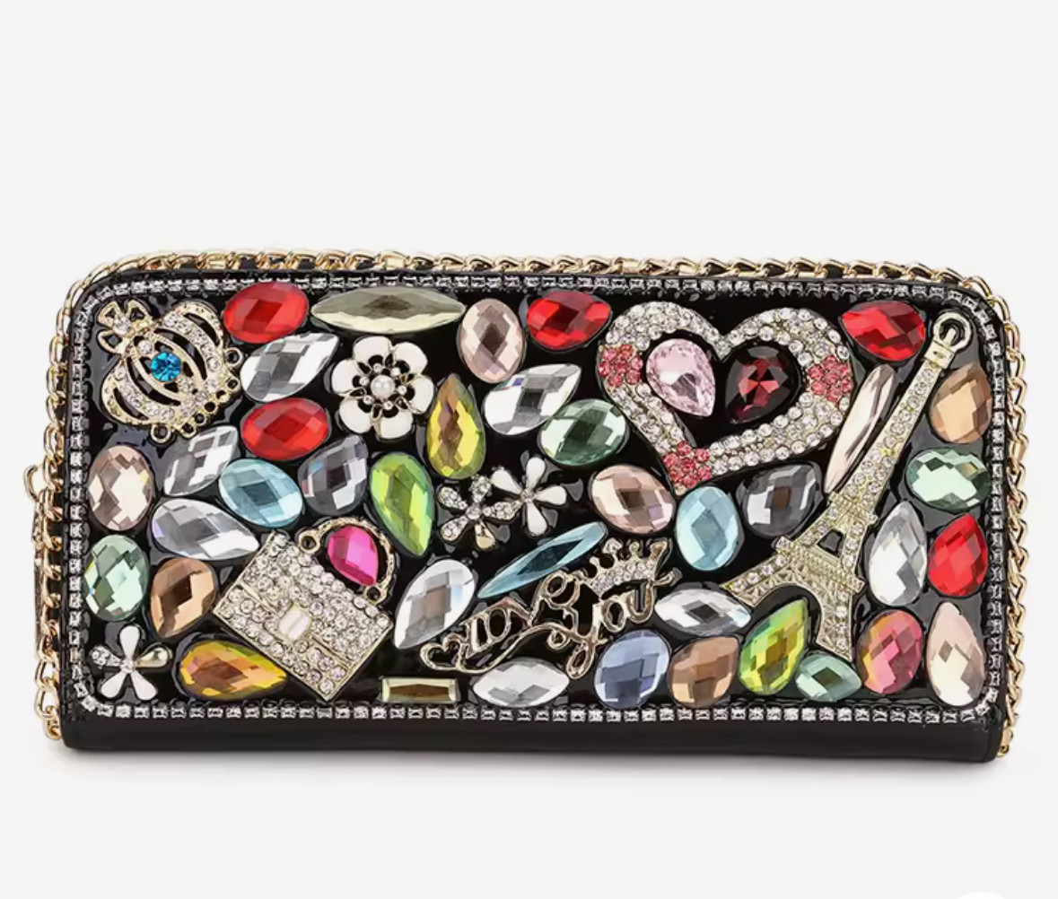 【ワクワク財布】長財布 レディース キラキラ財布 ラインストーン 受注生産制