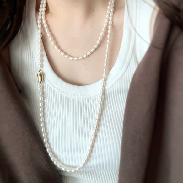 120cm】パールロングネックレス | 淡水真珠 | サージカルステンレス