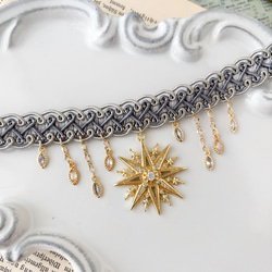 降り注ぐ星屑と彗星と共に：キュービックジルコニアとグレーブレードのチョーカー　　SV674 9枚目の画像