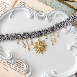 降り注ぐ星屑と彗星と共に：キュービックジルコニアとグレーブレードのチョーカー　　SV674 8枚目の画像