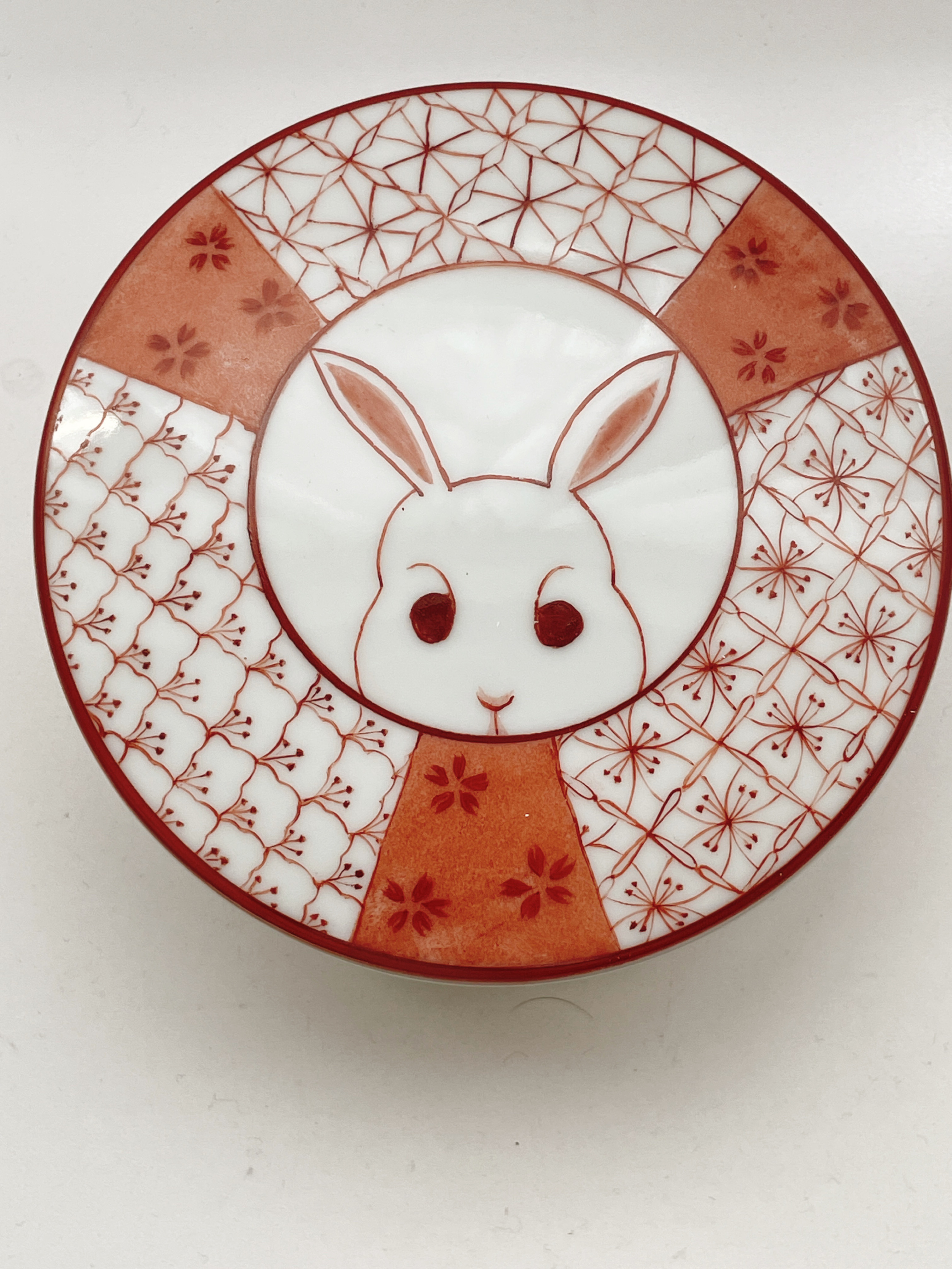 うさぎ　蓋物　九谷赤 お重　小物入れ　絵付