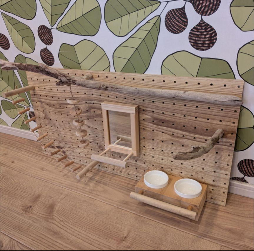 現物１点　壁掛　バードジム　✨　カスタム　パンチングボード　流木　アスレチック