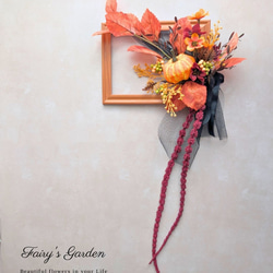 飾り方２Way・ハロウィンの窓辺　スクウェアリース　アーティフィシャルフラワー　造花 3枚目の画像