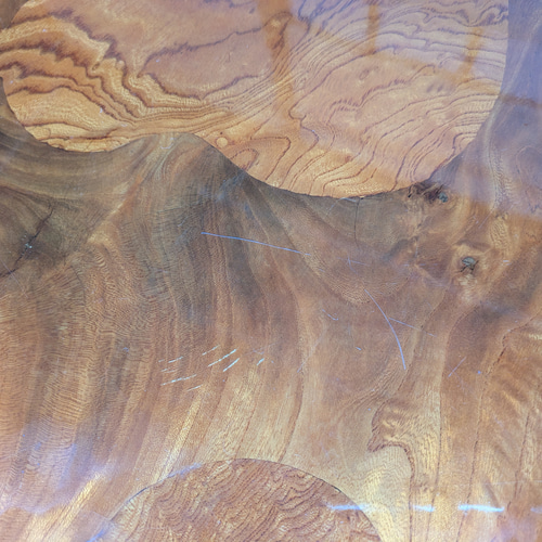 天然木 ケヤキ一枚板 座卓 ひょうたん杢模様あり 幅120cm 中古】天然木 ケヤキ一枚板 座卓 ひょうたん杢模様あり 幅120cm ロー