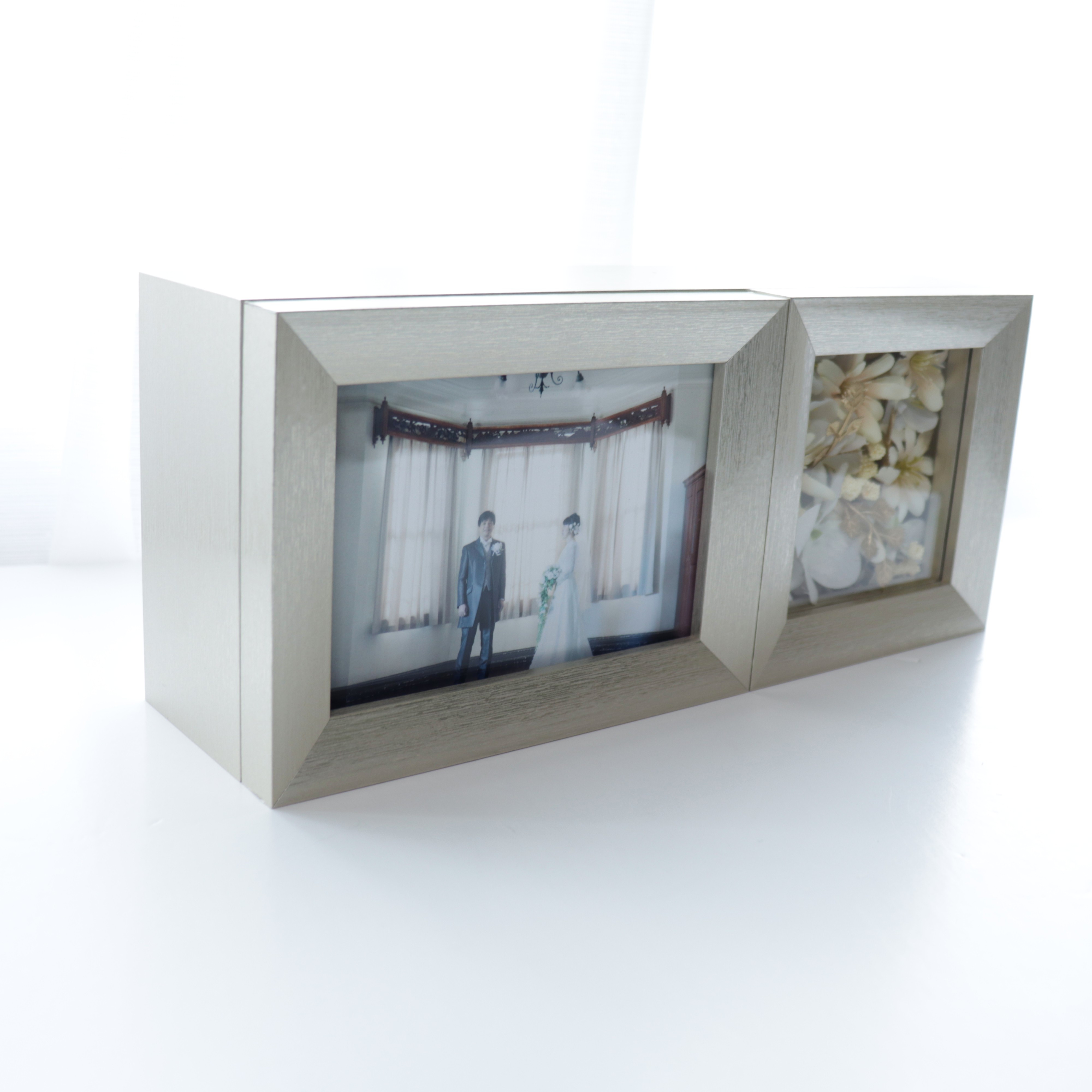 【送料込み】　フォトフレーム（メモリーボックス付）　White flower（北海道・沖縄のみ別途送料）