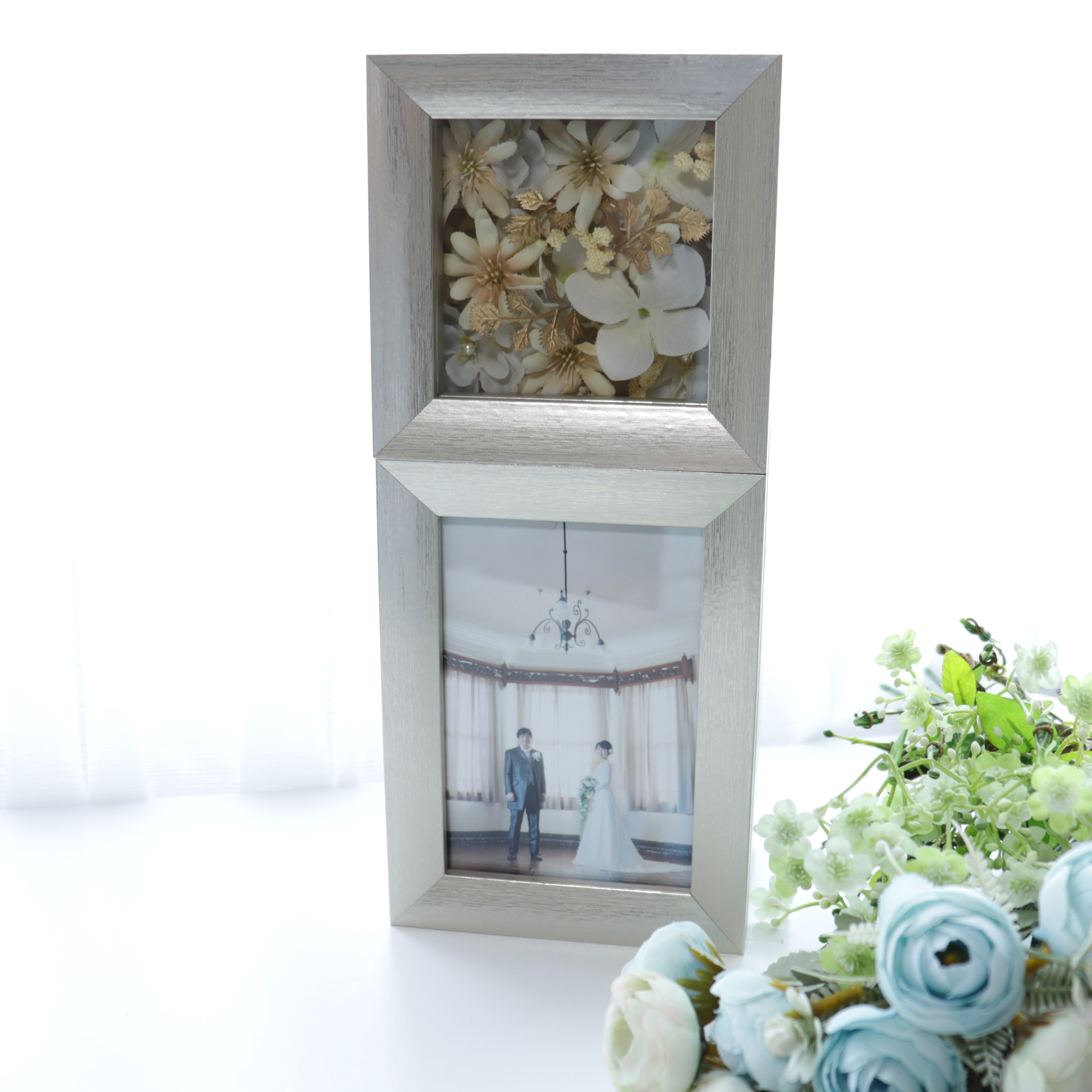 【送料込み】　フォトフレーム（メモリーボックス付）　White flower（北海道・沖縄のみ別途送料）