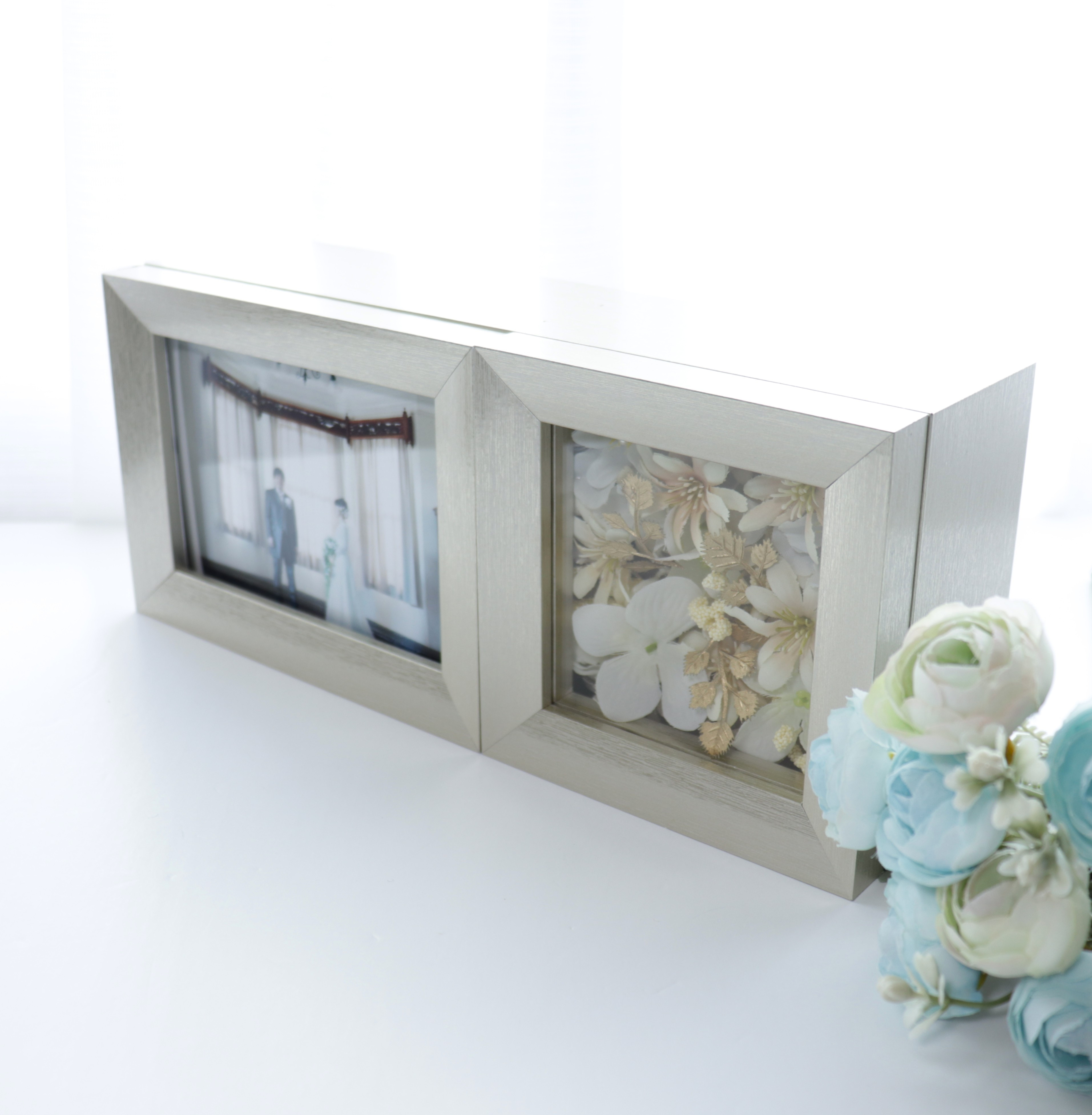 【送料込み】　フォトフレーム（メモリーボックス付）　White flower（北海道・沖縄のみ別途送料）