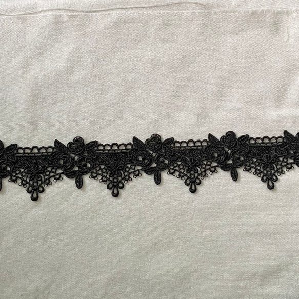 ＊再入荷＊1m BK230507 綺麗 ロココ調 花 フラワー ケミカルレース ブレード 黒 ハンドメイド 手芸 材料 3枚目の画像