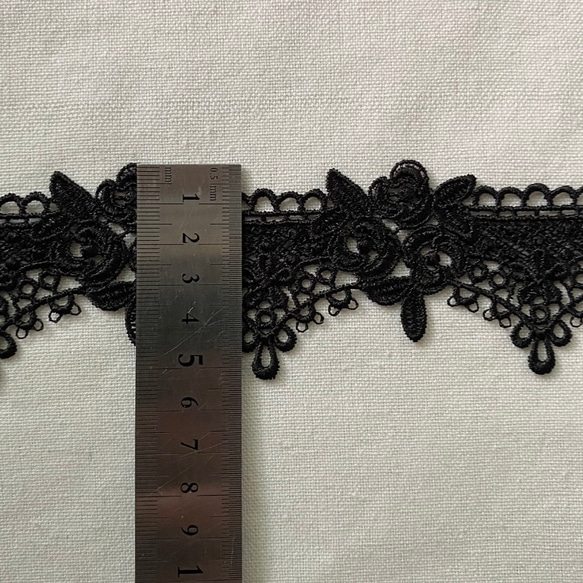 ＊再入荷＊1m BK230507 綺麗 ロココ調 花 フラワー ケミカルレース ブレード 黒 ハンドメイド 手芸 材料 4枚目の画像