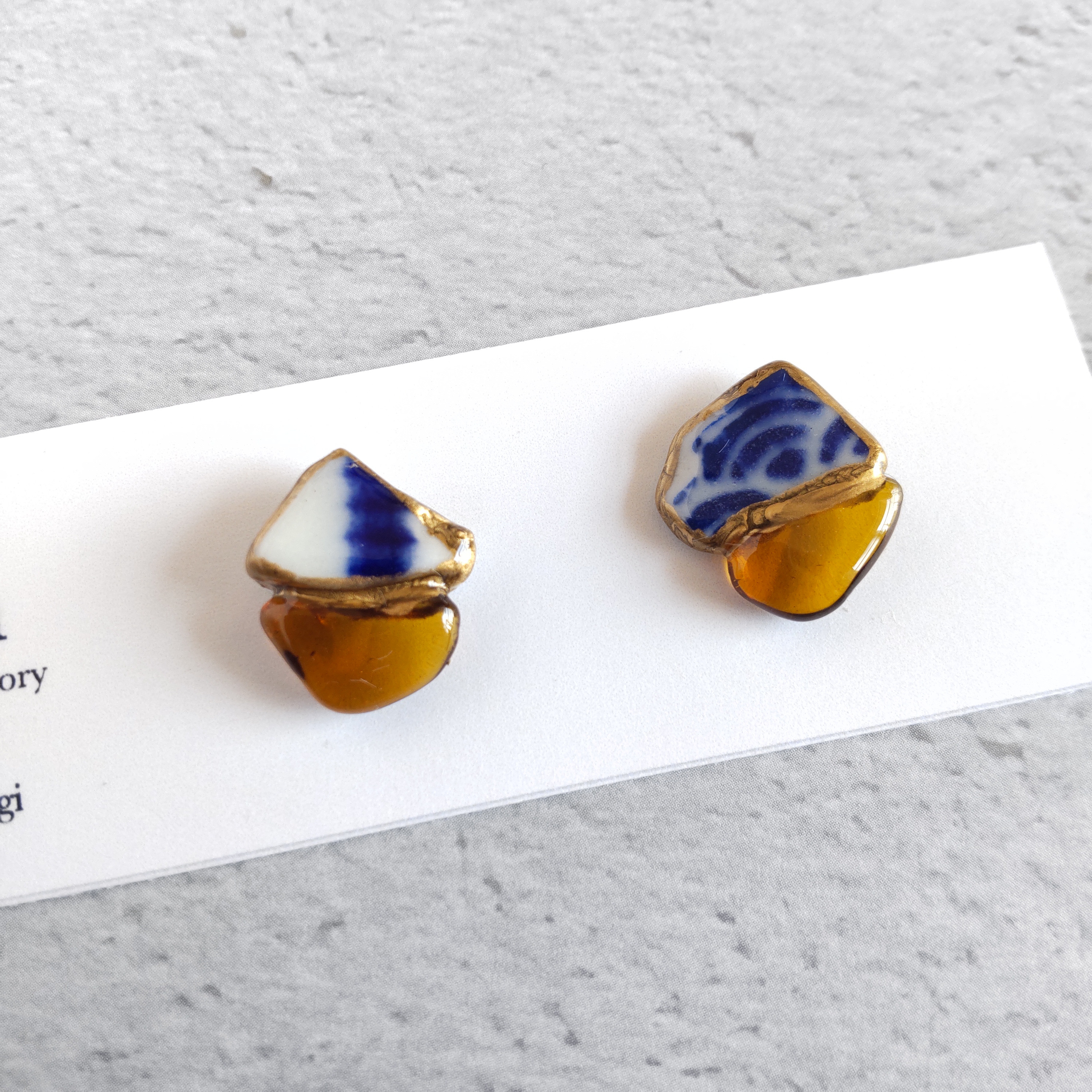 金継ぎアクセサリー 一点もの【送料無料】 シー陶器 ピアス イヤリング