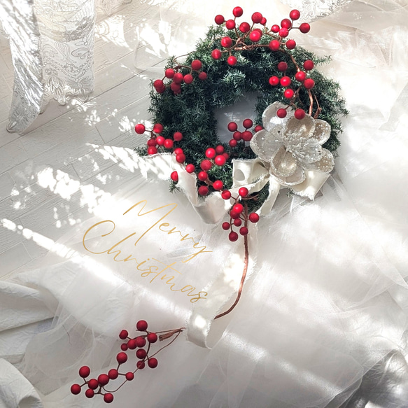 ＊ヒムロスギのもこもこクリスマスリース＊ 黒のビターなリース　30㌢ ヒムロスギのもこもこクリスマスリース＊ 黒のビターなリース 30㌢