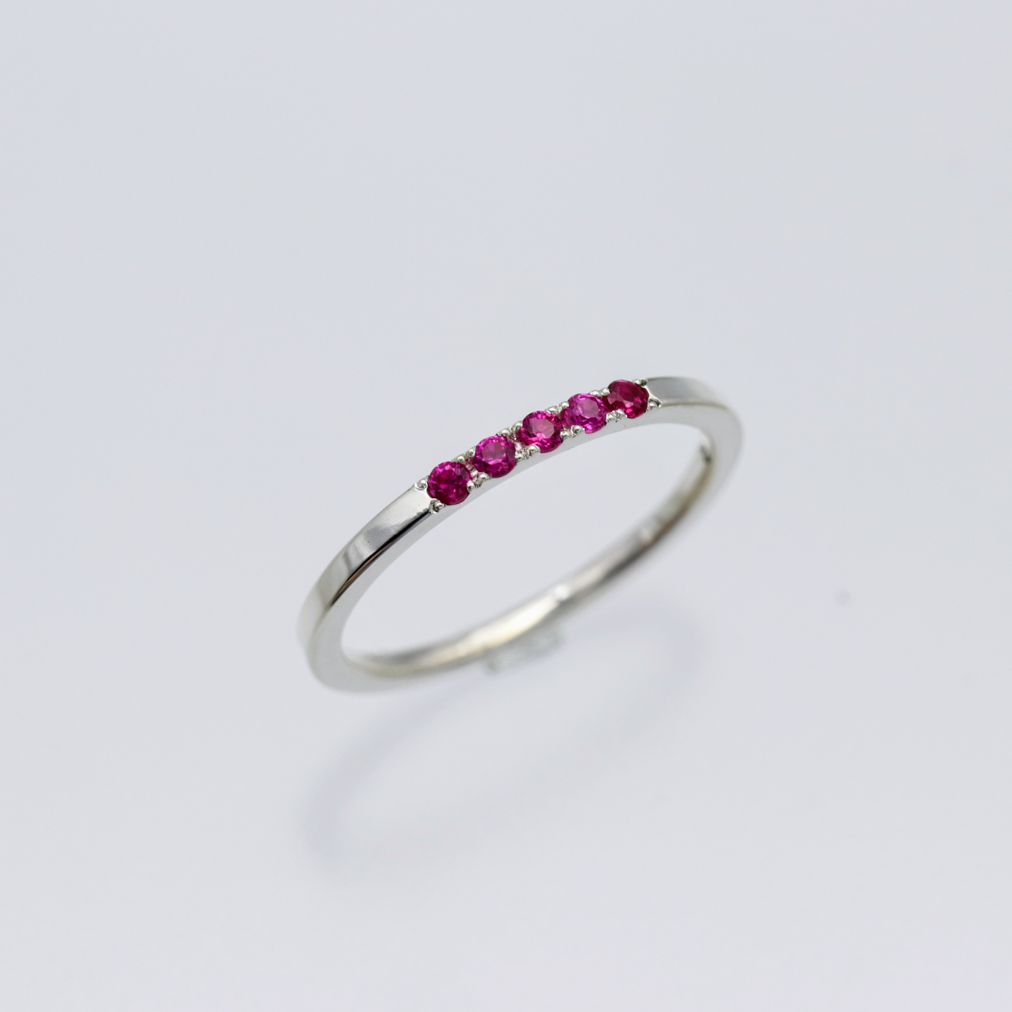 ルビー5連 シルバーピンキーリング