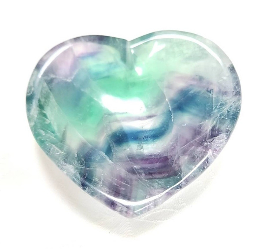 虹入りフローライト◇ハート型お皿◇ディッシュ◇天然石◇