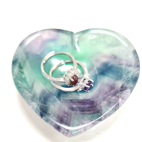 虹入りフローライト◇ハート型お皿◇ディッシュ◇天然石◇ その他