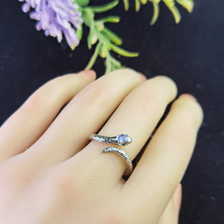 緑眼「幸運を呼ぶ蛇」天然*タンザナイト　フォックリング　つけっぱなしOK 3枚目の画像