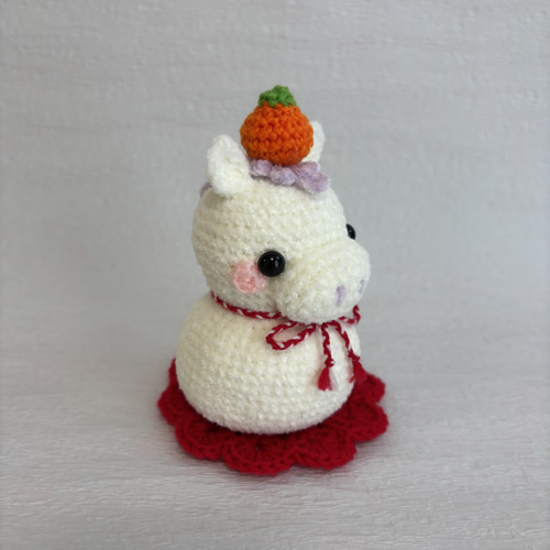 【＊S＊様】お正月 干支 馬 午 鏡餅 うさぎ あみぐるみ ボンネット S＊様】お正月 干支 馬 午 鏡餅 うさぎ あみぐるみ ボンネット