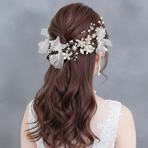 胡蝶蘭 ベージュ ゴールド 花 ヘアアクセサリー 結婚式 成人式 卒業式