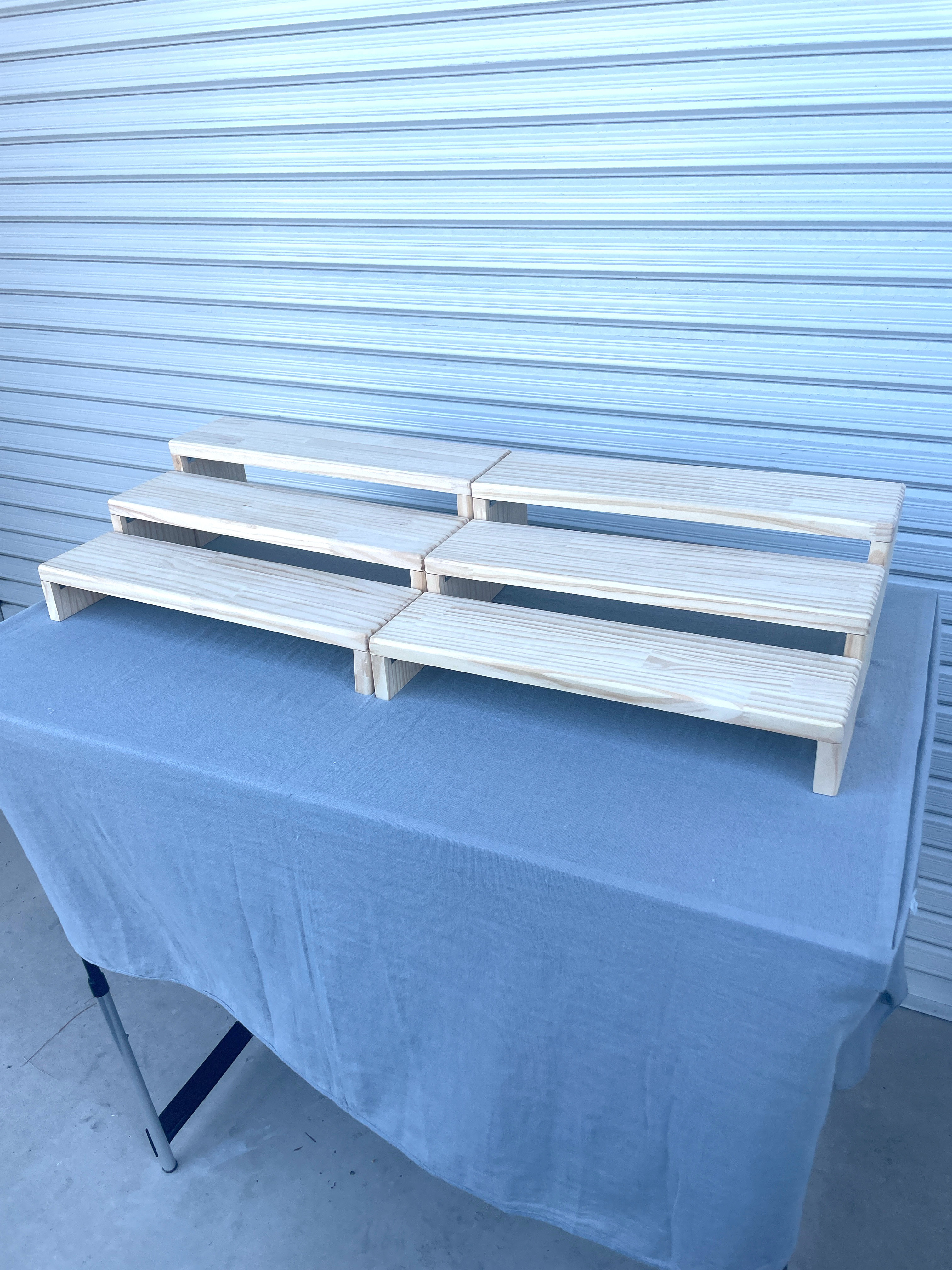 ★マルシェ用ブースセット★【折りたたみコの字6点セット横幅45cm】刻印サービス/ディスプレイ台/イベント什器/木製/