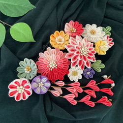 つまみ細工 髪飾り】シルク手染め 大人女子のグラデーション 成人式