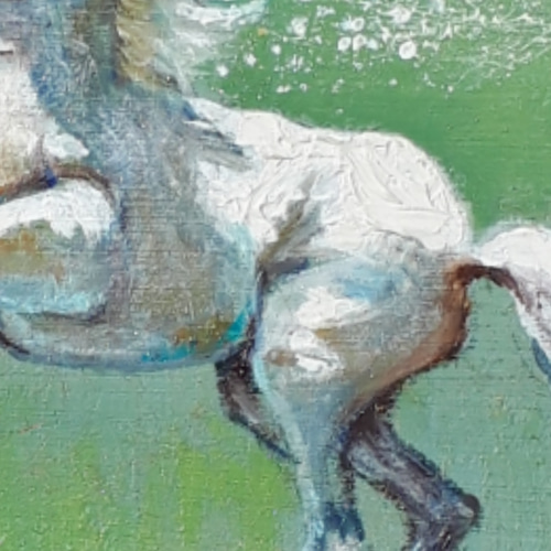 一点物】『 小さい白い馬 』油絵 額付き 原画 絵画 チェリー Cherry