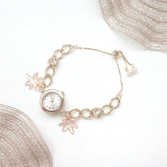 もみじのワイヤーリーフのブレスレットウォッチ 1枚目の画像