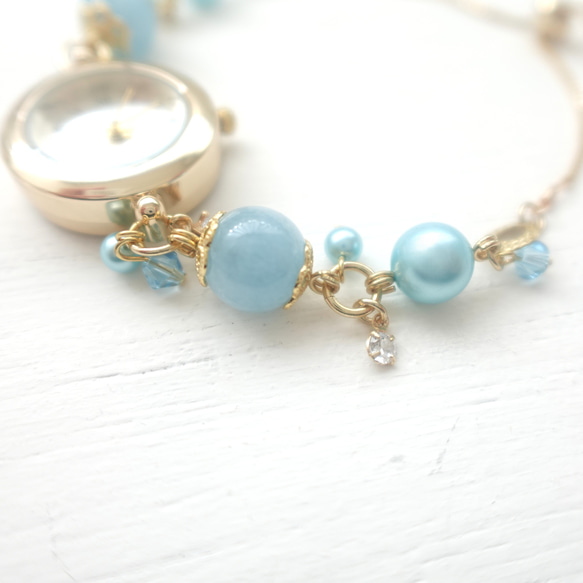 アクアマリンのブレスレットウォッチ 5枚目の画像